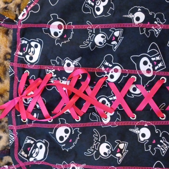 NWT Hot Topic 🔥 2x skeleton animals corset,pink / black cami tank. - Picture 4 of 15